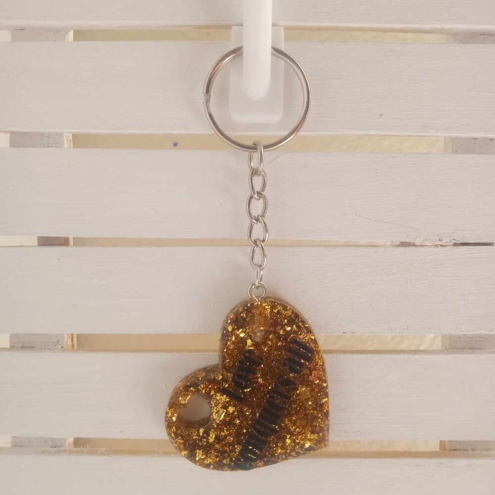 Gold flakes heart keychain